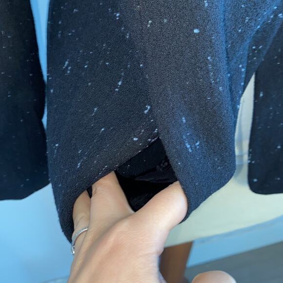 Lafayette148 6 Small Black Blue Stitching Wool Silk Blazer Pockets - Picture 2 of 7